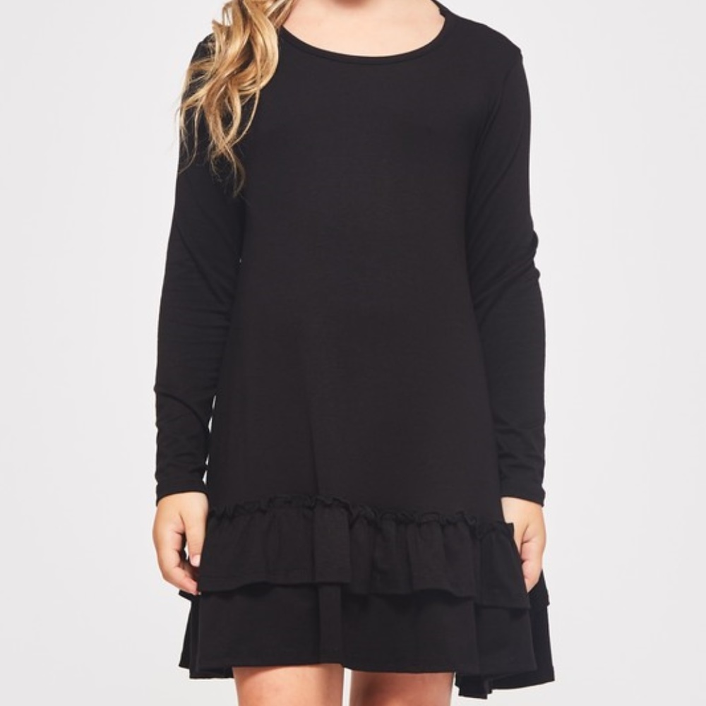 3Pack Black Ruffle Bottom Dress